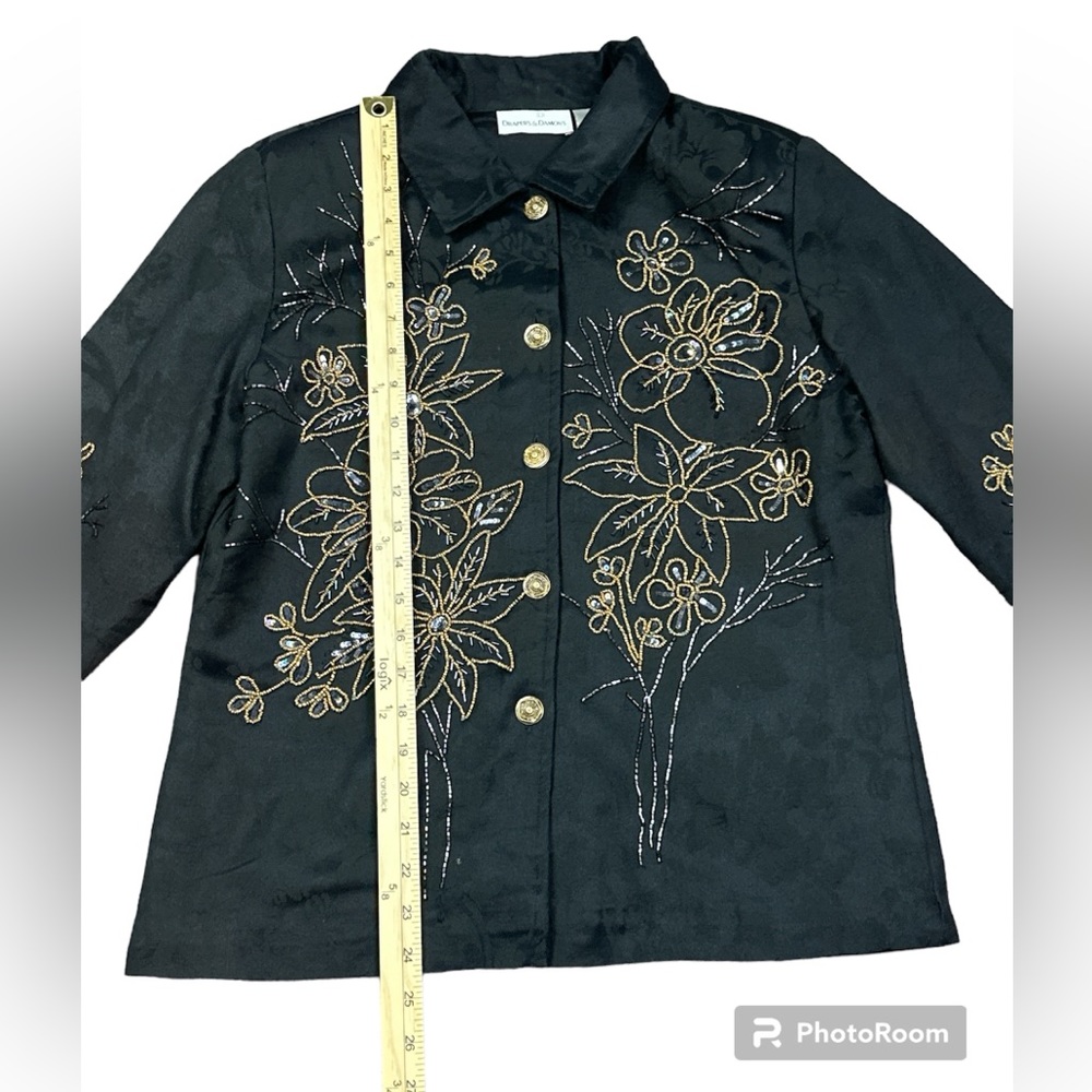 Vintage Draper’s & Damon’s Women’s Jacquard Classic Embellished Blazer Size M - Picture 7 of 9